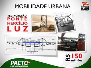 MOBILIDADE URBANA
milhões
150
R$
RESTAURAÇÃO
P O N T E
HERCÍLIO
L U Z
 
