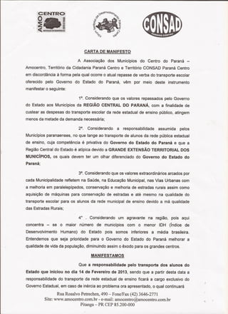 Carta manifesto Amocentro