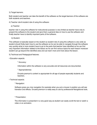 Encarta 2008 as an Instructional multimedia software