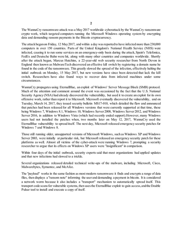 WannaCry Ransomware Attack | PDF