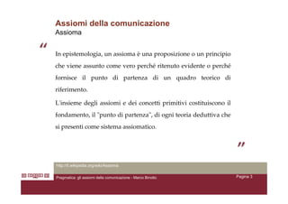 Assiomi Della Comunicazione Umana   marcobinotto V2