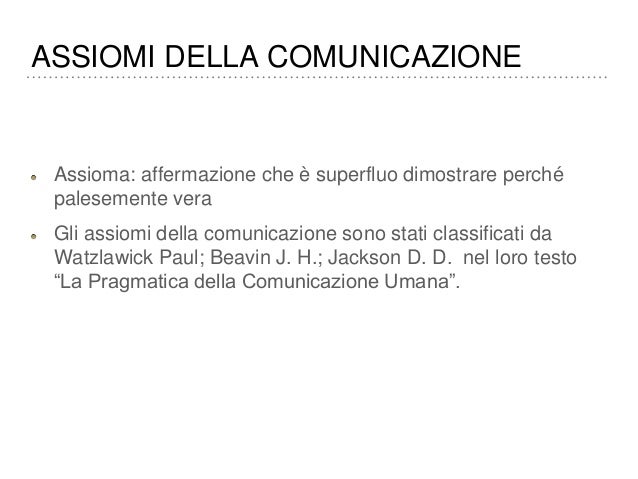 Cosa Sono Gli Assiomi Della Comunicazione Gli Assiomi della Comunicazione