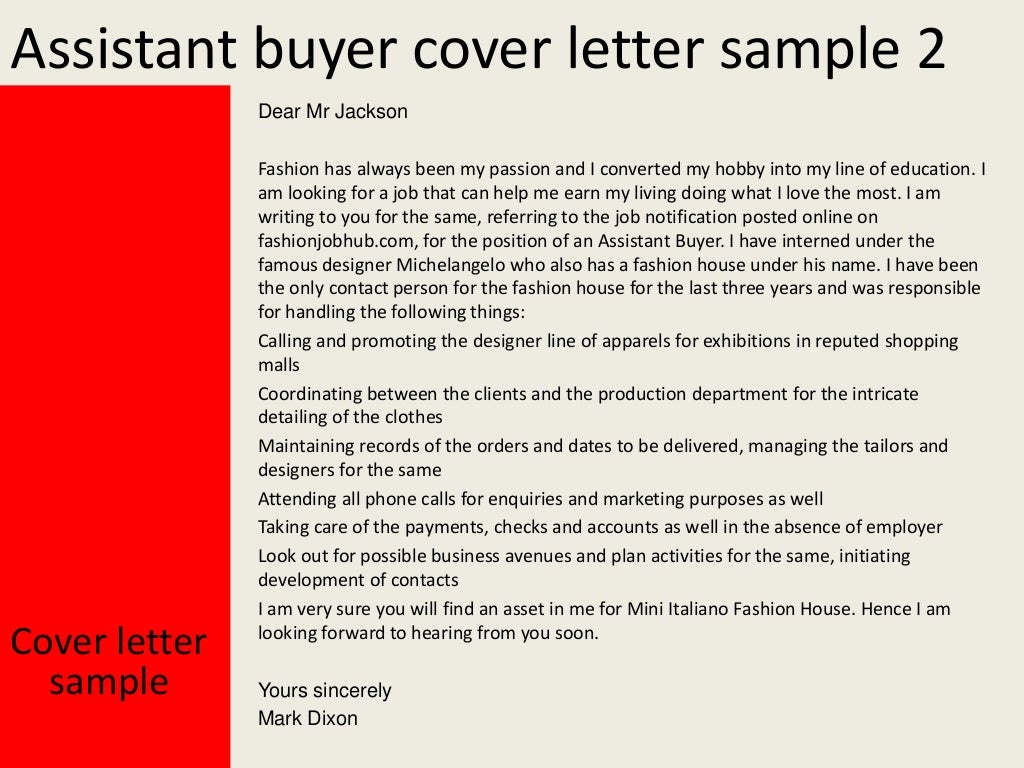buyer assistant cover letter example