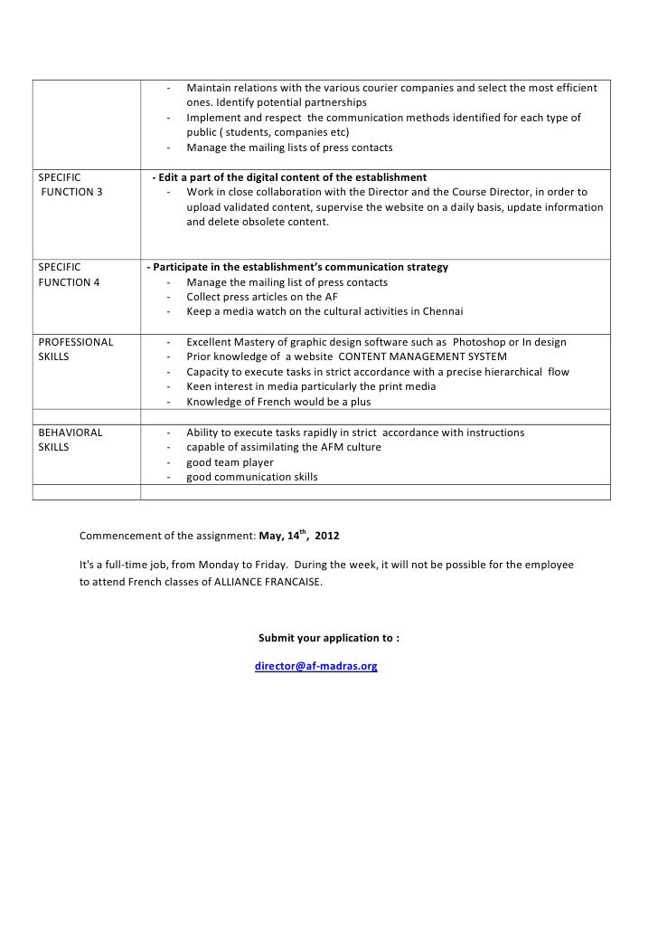 Assistant communication Job Description