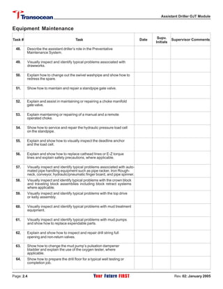 Assistant Driller Ojt Module Pdf