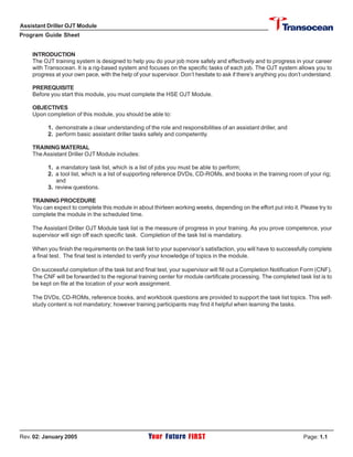 Assistant Driller Ojt Module Pdf