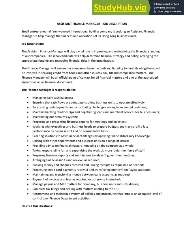 ASSISTANT FINANCE MANAGER JOB DESCRIPTION PDF assistant-finance-manager-job-description-pdf