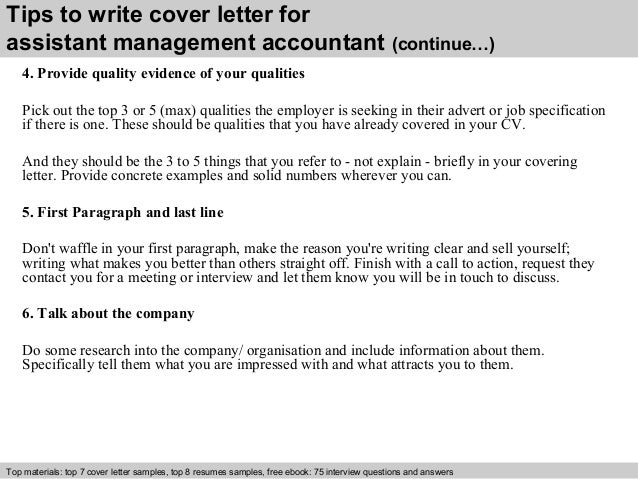 assistant management accountant cover letter