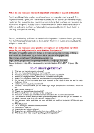 Assistat professor interview questions in eng. colleges | PDF