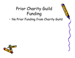 Prior Charity Guild
          Funding
• No Prior Funding from Charity Guild
 