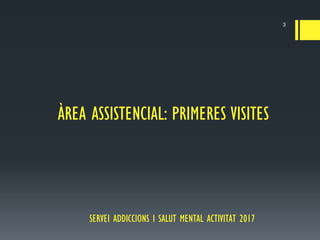 SERVEI ADDICCIONS I SALUT MENTAL ACTIVITAT 2017
3
ÀREA ASSISTENCIAL: PRIMERES VISITES
 