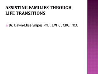  Dr.   Dawn-Elise Snipes PhD, LMHC, CRC, NCC
 