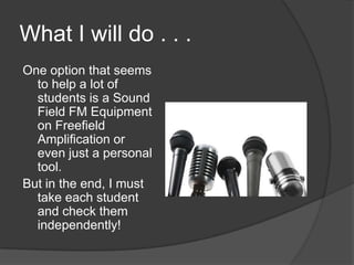 Some Assistive Technology for Learning Disabilities (Cont.)Different assistive technologies that can help students with LD in reading and writingAbbreviation expanders – software that the student can use to store commonly used abbreviations that will change into the full word when typed.Alternate keyboards – some keyboards can be used that will reduce the number of options on the board that is often beneficial to LD studentsAudio books and publications – If the student has a problem with reading, then the student might benefit from audio booksOptical Character Recognition – If the student has trouble reading, these devices will help the student by scanning the material and then reading it aloud to the student.  This can be used as a handheld device, software on a computer, or stand-alone units.