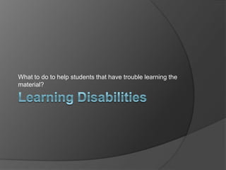Some Assistive Technology for Auditory Disabilities (Cont.)Other technologiesTelecommunications Devices for the Deaf (TDD) – Text telephone that sends typed messages back and forth.  If the person is trying to communicate to a hearing person without a TDD, they can call the operator who will place the call to a hearing person with a TDD who acts as a relay.Closed Caption DecoderLaptops – lets the student see the teacher speak and let the student take notes.Overhead projectors – Lets the students see the teacher while they explain the visual materials.
