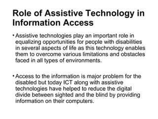 Assistive technology for disabled people in libraries | PPT