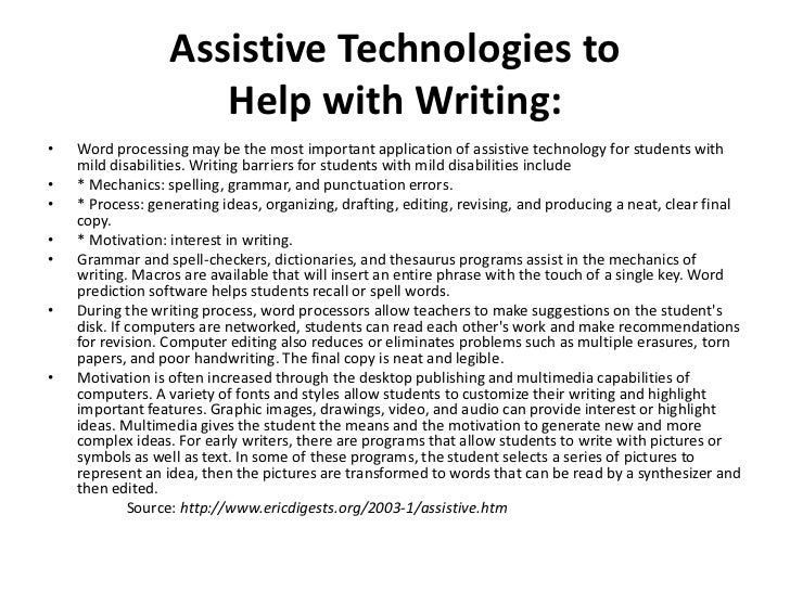 Assistive technology tools: Writing