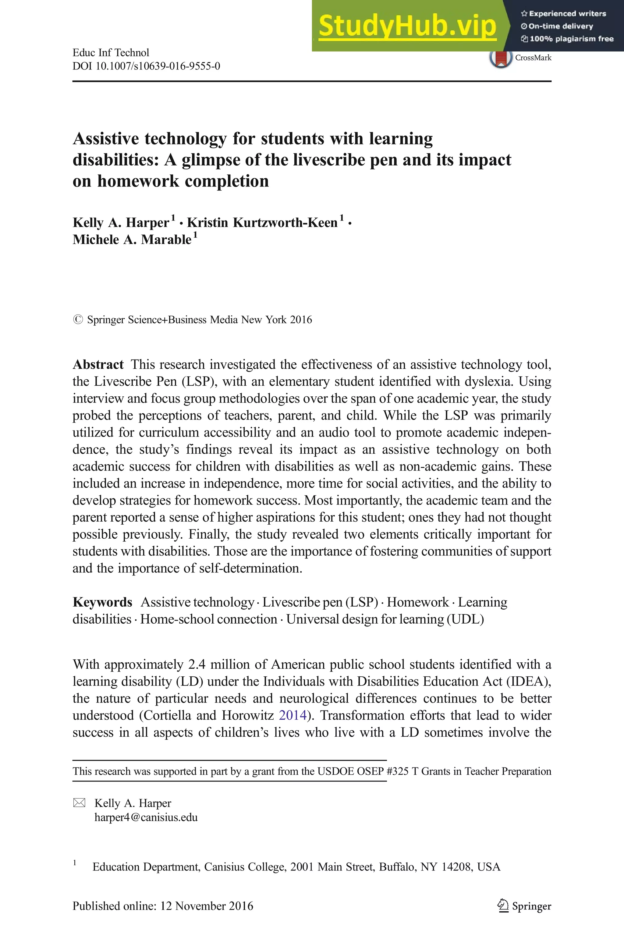 Assistive Technology For Students With Learning Disabilities Pdf