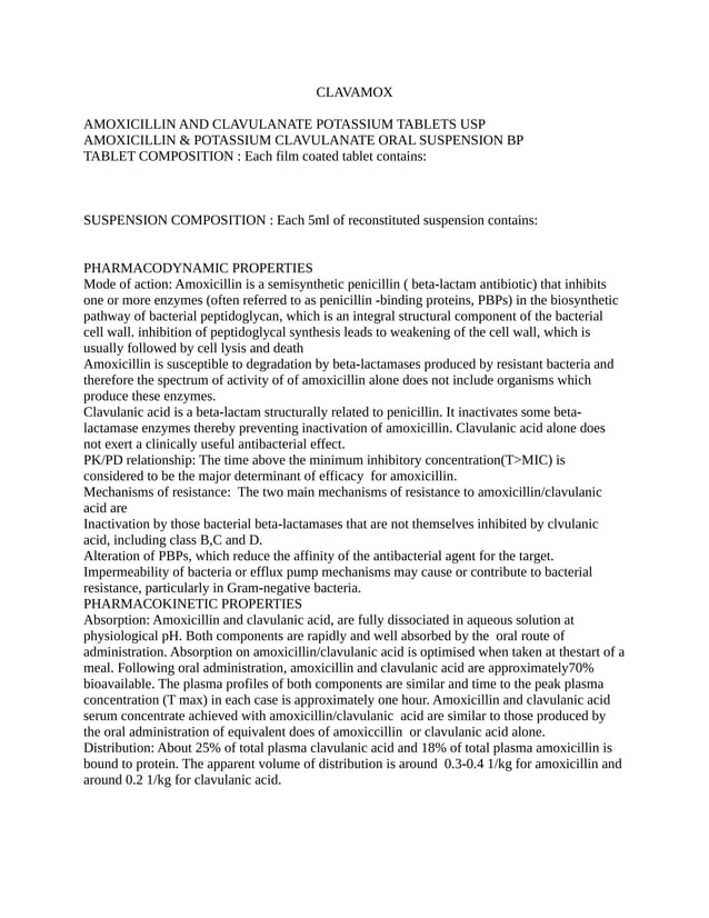 Clavamox PDF Chemistry Science