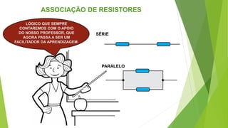 SÉRIE
PARALELO
ASSOCIAÇÃO DE RESISTORES
LÓGICO QUE SEMPRE
CONTAREMOS COM O APOIO
DO NOSSO PROFESSOR, QUE
AGORA PASSA A SER UM
FACILITADOR DA APRENDIZAGEM.
 