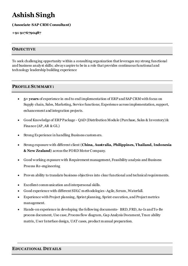 Associate sap crm consultant ashish resume (1)