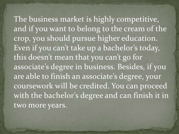 Associate’s degree in business specializations