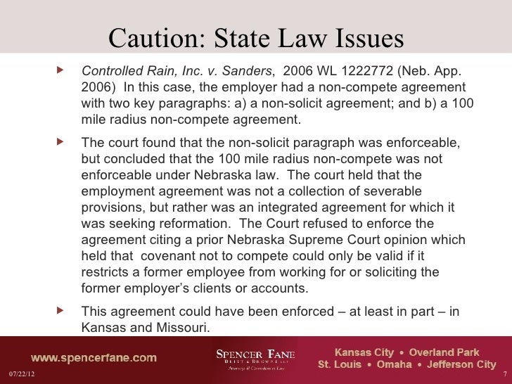non compete agreements analysis and drafting typical non compete clause