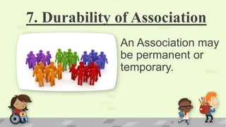 7. Durability of Association
An Association may
be permanent or
temporary.
13
 