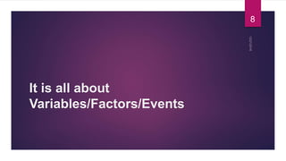 It is all about
Variables/Factors/Events
8
 
