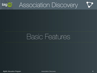 BigML Education Program 6Association Discovery
Association Discovery
Basic Features
 