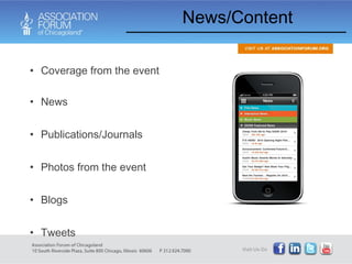 News/Content Coverage from the event News Publications/Journals Photos from the event  Blogs  Tweets  