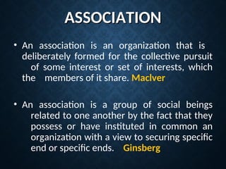 Organization Association Example Applied Sociology: Associations & Institutions.ppt