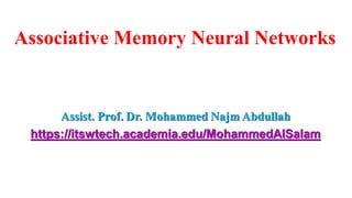 Associative Memory Neural Networks
 