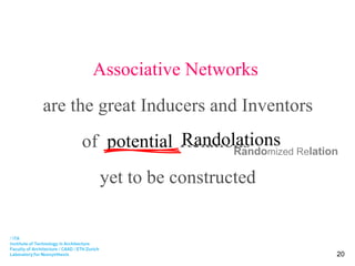 Associative  Networks are the great Inducers and Inventors  of  potential   Relations    yet to be constructed Associative Networks  Randolations   Rando mized Re lation  