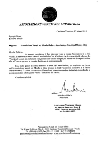 Associazione Veneti Del Mondo (Delegation Letter)