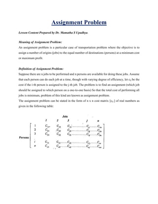 Asssignment problem PDF