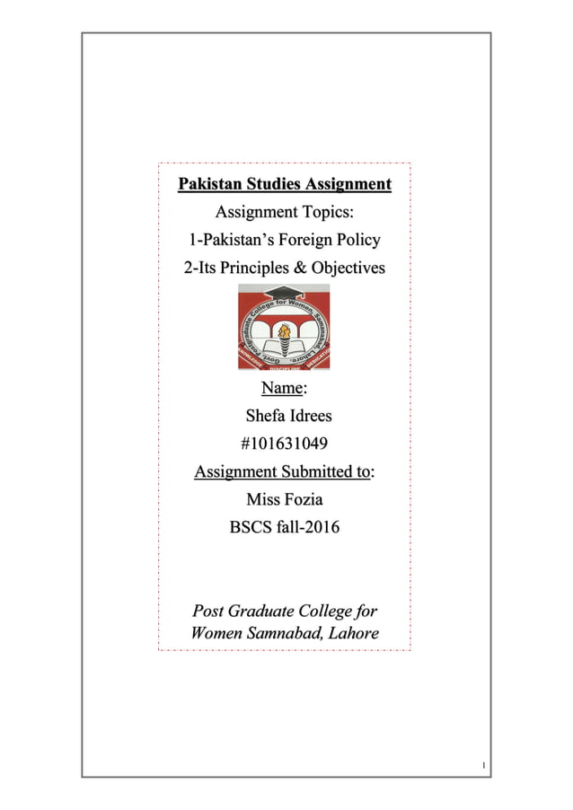 Pakistan Foreign Policy...Its objectives and Principles PDF