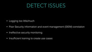 PEN TESTING/RED TEAMING ISSUES
• Vulnerability focused
• Reporting doesn’t help defenders
• Lack of realistic threat model...