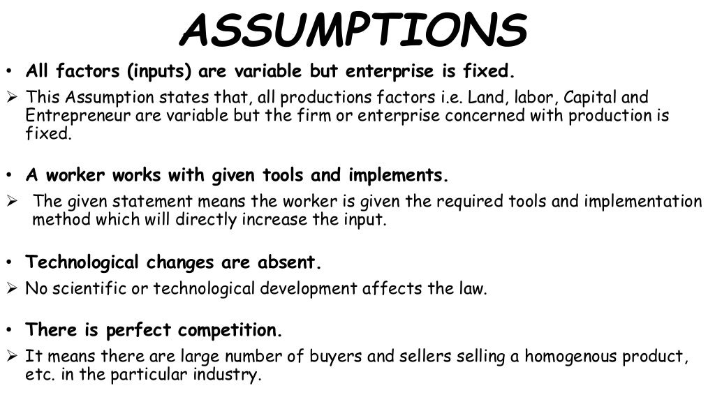 Assumptions business economics