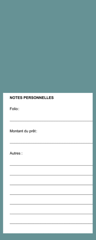 NATURE DE LA PROTECTION D’ASSURANCE ET MISE EN GARDE
Assurance vie 9 et 10
Décès
Au décès d’un adhérent, cette protection prévoit le remboursement de la proportion assurée de la dette nette.
Diagnostic de cancer
En cas de diagnostic de cancer chez un adhérent, cette protection prévoit le versement d’un montant forfaitaire.
Assurance invalidité 9 à 12
Pendant la période d’invalidité totale d’un adhérent, cette protection prévoit le remboursement de la
proportion assurée des versements périodiques.
Prime 14 et 15
La prime correspond à un taux d’intérêt additionnel sur le prêt. Vous trouverez l’explication du calcul de la
prime payable et les modalités de paiement aux pages 14 et 15.
Début et fin de l’assurance 8 et 18
Le début et la fin de l’assurance sont indiqués sur la Demande d’assurance et dans le présent guide aux
pages 8 et 18.
Annulation de l’assurance 18
Vous pouvez annuler votre assurance en tout temps en signifiant votre décision par écrit à votre institu-
tion financière. Si vous annulez à l’intérieur des 30 premiers jours suivant le début de l’assurance, vos
primes vous seront entièrement remboursées.
Assurabilité 7
Chaque adhérent doit répondre aux questions d’assurabilité prévues à la Demande d’assurance. Il est
important de déclarer toutes les circonstances qui pourraient influencer l’assureur dans sa décision
d’accepter de l’assurer.
De fausses déclarations ou omissions pourraient entraîner l’annulation de l’assurance ou le refus d’une
demande de prestations.
Exclusions et restrictions 16 et 17
L’assureur pourrait refuser de verser une prestation à cause des exclusions prévues au contrat.
Le montant de la prestation pourrait être soumis à une restriction en cas de suicide.
Restriction en cas de maladie ou blessure antérieures 17
Certaines conditions médicales qui affectent l’adhérent pourraient entraîner le refus d’une demande de
prestations de la part de l’assureur.
Limitations 10
Les montants de prestations sont soumis à des limites. Celles-ci sont indiquées à la page 10.
Demande de prestations 25
La procédure pour soumettre une demande de prestations figure à la page 25.
Marge Atout 20 à 24
Ce type d’emprunt est sujet à certaines conditions particulières que vous trouverez aux pages 20 à 24.
NOTES PERSONNELLES
Folio :
Montant du prêt :
Autres :
Desjardins Sécurité financière
200, rue des Commandeurs
Lévis (Québec) G6V 6R2
1 866 286-7826
Télécopieur : 418 833-0529
desjardins.com/assurance_pret
Avis pour les résidents du Québec
Conformément aux dispositions de la Loi
sur la distribution de produits et services
financiers, le présent Guide de l’adhérent
constitue le guide de distribution.
L’Autorité des marchés financiers ne s’est
pas prononcée sur la qualité du produit
offert dans le présent guide. L’assureur
est seul responsable des divergences
entre les libellés du guide et de la police.
Avis pour les résidents des autres
provinces canadiennes
Pour se conformer à la Loi sur la distribution
de produits et services financiers du Qué-
bec, l’assureur doit citer cette Loi à certains
endroits dans le présent guide.
Veuillez noter que des règles similaires
visent à protéger les consommateurs dans
les autres provinces canadiennes. Dans le
but d’alléger la lecture du guide, ces règles
ne sont pas nommées étant donné qu’il n’y a
aucune obligation légale de les citer.
Les mots définis dans le guide sont indiqués
en italique. Vous trouverez leur définition
aux pages 29 à 31.
 