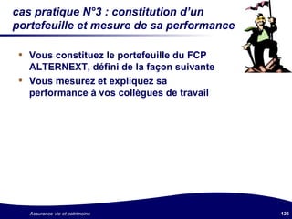 cas pratique N°3 : constitution d’un portefeuille et mesure de sa performance Vous constituez le portefeuille du FCP ALTERNEXT, défini de la façon suivante Vous mesurez et expliquez sa performance à vos collègues de travail 