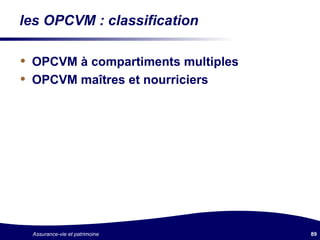 les OPCVM : classification OPCVM à compartiments multiples OPCVM maîtres et nourriciers 