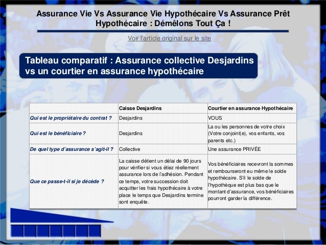 Assurance Vie Vs Assurance Vie Hypothecaire Vs Assurance Pret Hypothe