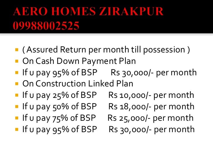 Assured return per month till possession