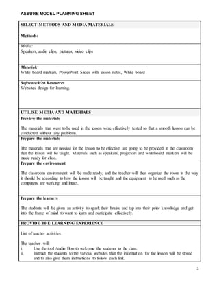 Assure Model Lesson Plan Sample