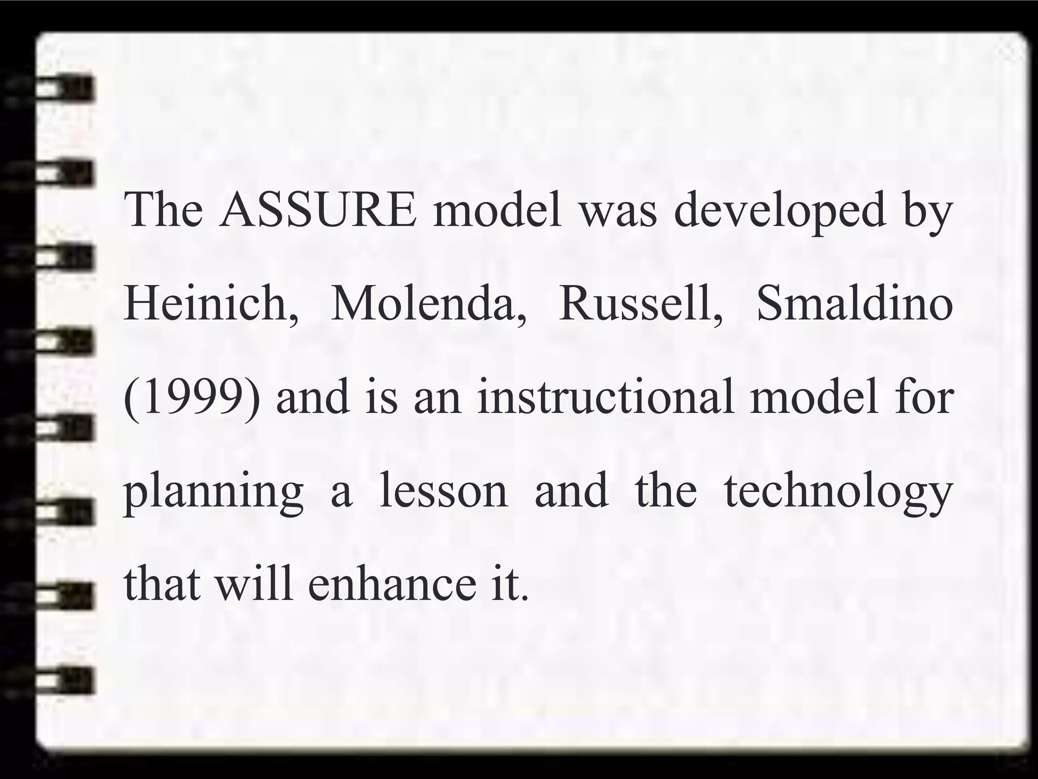 ASSURE Model (Selecting methods, media, and materials) | PPTX