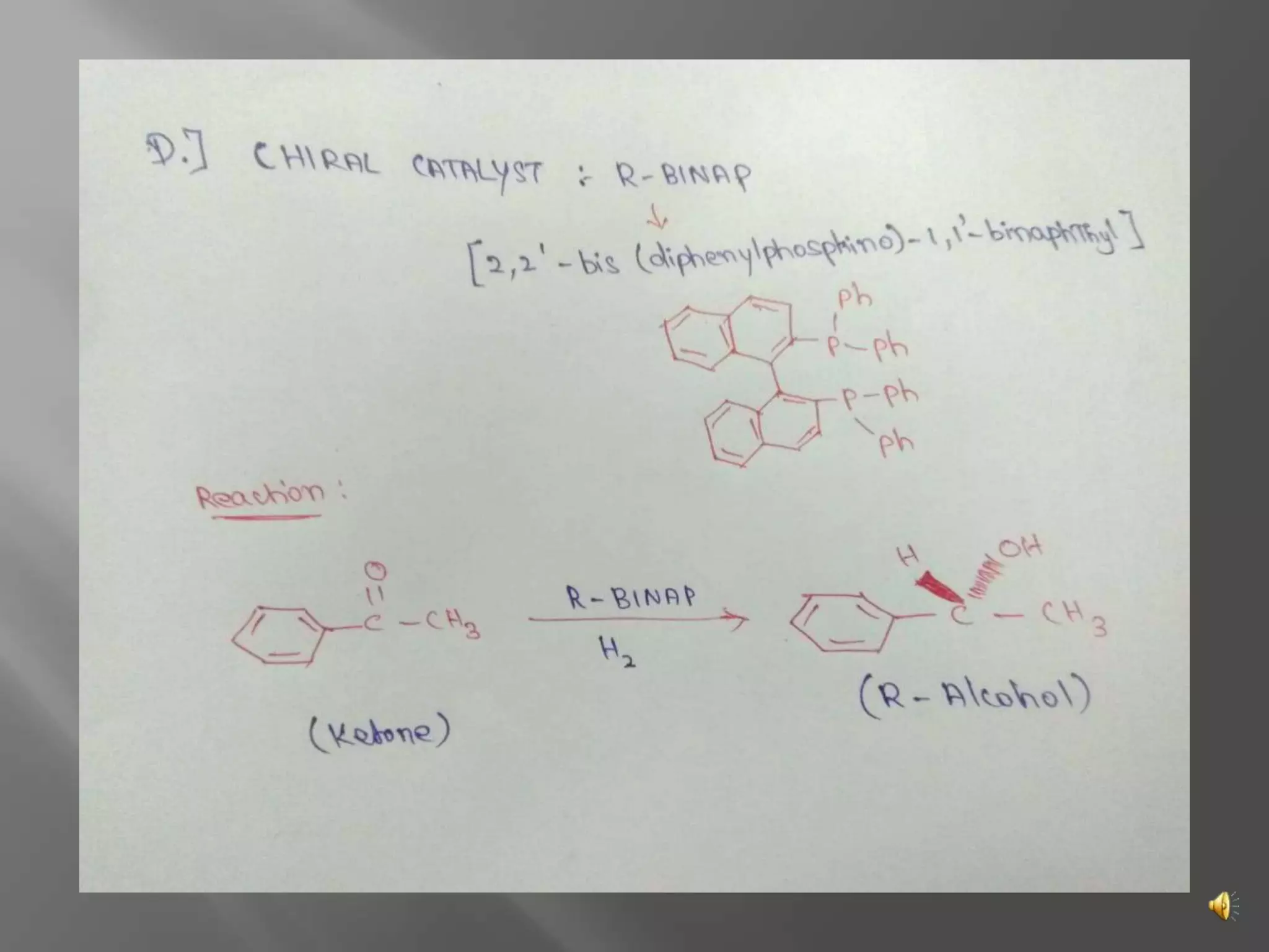 Assymetric synthesis or stereoselective synthesis