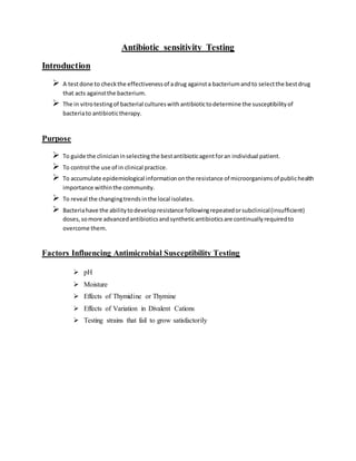 Antibiotic sensitivity testing | DOCX