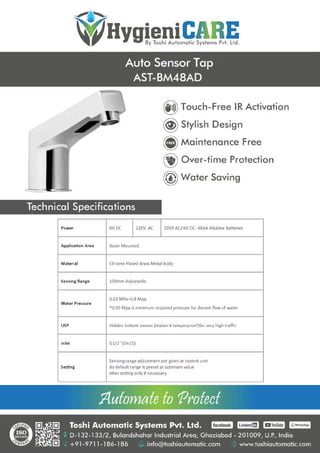 Automatic Sensor Tap(AST-BM48AD) TOSHIAUTOMATIC's HygieniCARE