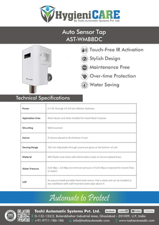 Automatic Sensor Tap(AST-88DC) by TOSHIAUTOMATIC's HygieniCARE
