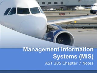 Management Information
Systems (MIS)
AST 205 Chapter 7 Notes
 